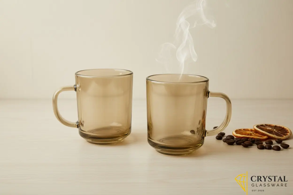 Elegant Bronze Brown Delisoga Glass Cup Set 6 Pcs Premium Heat-Resistant Tea & Coffee Cups 